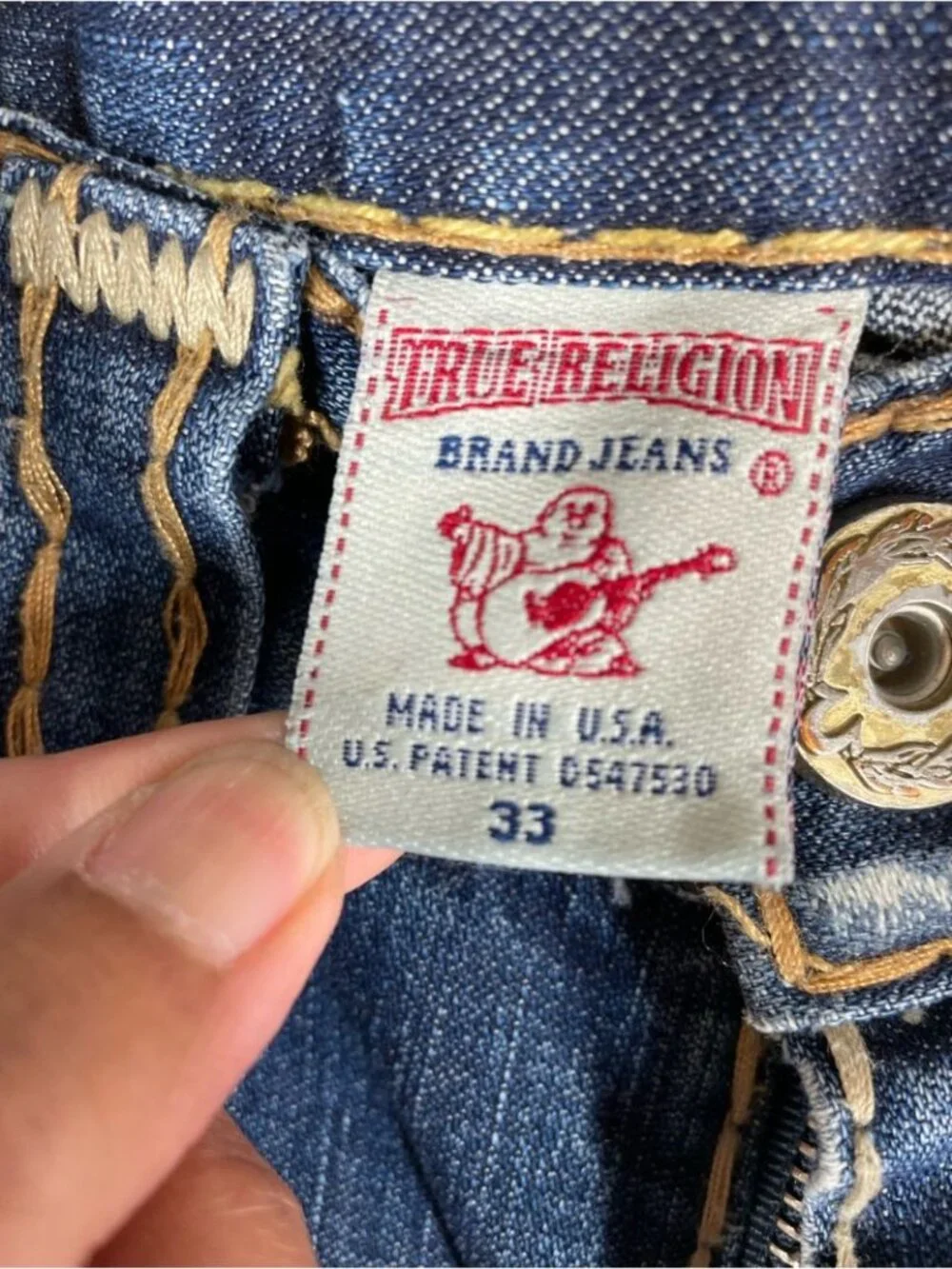 True Religion Joey Bootcut Jeans Blue Size 33 Made USA Y2K Distressed Denim